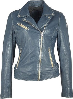 Sofia Leather Jacket, Denim Blue