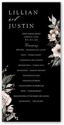 Wedding Program Cards: Black Tie Affair Wedding Program, Black, 4X8 Flat Program, Matte, Signature Smooth Cardstock, Square