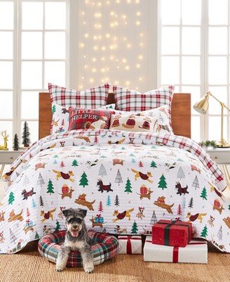 Home Merry Bright Jingle Paws Reversible 3-Piece Quilt Set, King/California King