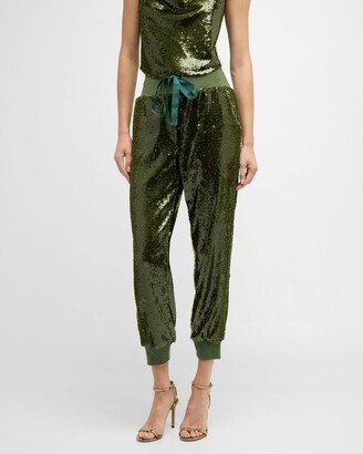 Giles Sequin Cropped Jogger Pants