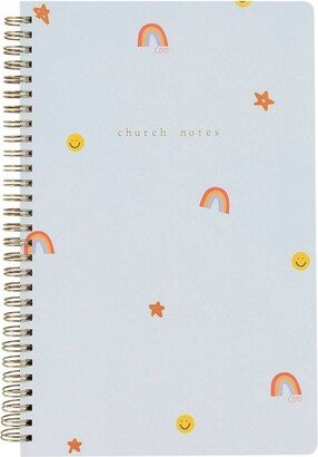 Church Notes 160pg Ruled Spiral Notebook 10.25x6.25 Happy Icons