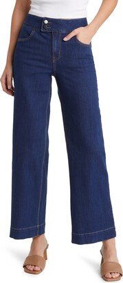 Two-Button High Waist Wide Leg Jeans