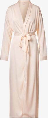 The Nap CO Womens Ivory Long-line V-neck Stretch-satin Robe