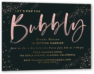 Bachelorette Party Invitations: Bubbly Watercolor Bachelorette Party Invitation, Gold Foil, Black, 5X7, Matte, Personalized Foil Cardstock, Square