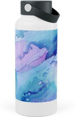 Photo Water Bottles: Watercolor Waves - Blue And Purple Stainless Steel Wide Mouth Water Bottle, 30Oz, Wide Mouth, Blue