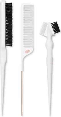 Detail Set with Pintail Comb, Edge Brush, and Teasing Brush, 3 Piece