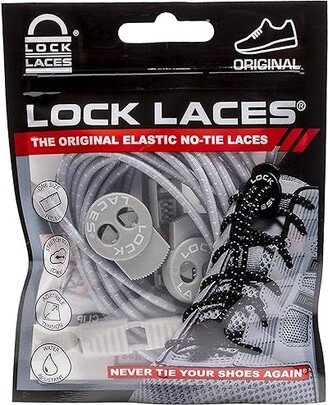 LOCK LACES Lock Laces(r) Original No-Tie Shoelaces (Cool Gray) Crew Cut Socks Shoes