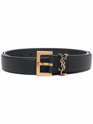 logo-plaque leather belt-AD