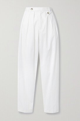 Grover Pleated Cotton-twill Tapered Pants - White