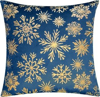 Edie@Home Snowflakes Velvet Foil Print Holiday Decorative Pillow, 18 x 18 - Emerald, Gold