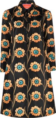 Artemis floral-print faille minidress