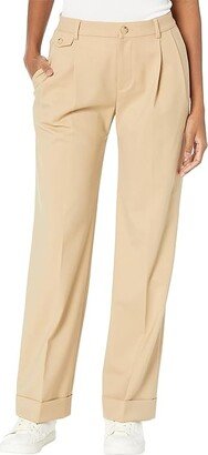 Petite Pleated Wool-Blend Twill Pants (Birch Tan) Women's Casual Pants