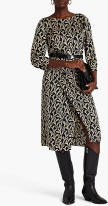 Opal wrap-effect printed satin midi dress