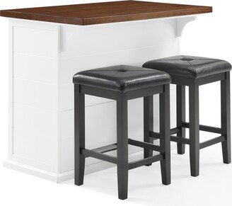 Furniture Bartlett 42 Wood Top Kitchen Island W/Uph Square Stools