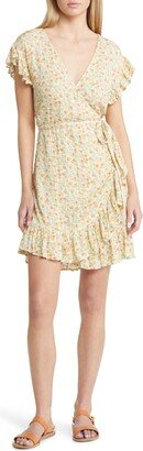 Wrap & Roll Floral Ruffle Wrap Minidress