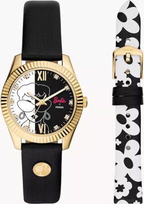 Barbieâ¢ X Special Edition Three-Hand Black Leather Watch And Interchangeable Strap Box Set