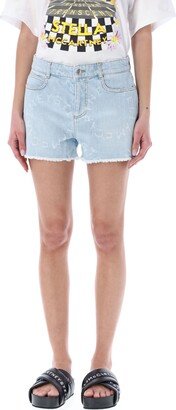 Lasered Denim Shorts