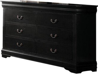 Traditional Style Wooden Dresser with Six Drawers, Black