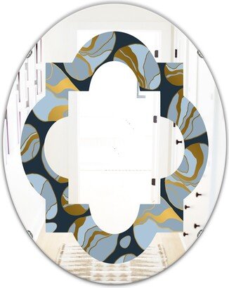 Designart 'Golden Marble Design IV' Printed Modern Round or Oval Wall Mirror - Quatrefoil