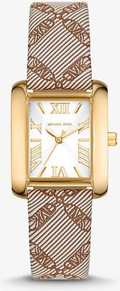 Mini Emery Gold-Tone and Empire Logo Jacquard Watch