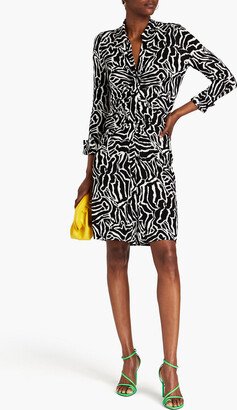 Sheska ruched zebra-print jersey shirt dress