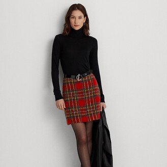 Ralph Lauren Plaid Mohair Pencil Miniskirt