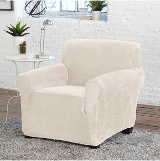 Great Bay Home Stretch Velvet-Plush Washable Chair Slipcover (Chair, Off White)