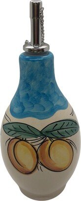 Italian Ceramic Olive Oil Bottle Decanter Decorated Lemon Made in Italy