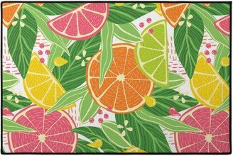 Door Mats: Tropical Summer Citrus Fruit Slices - Multi Door Mat, Multicolor