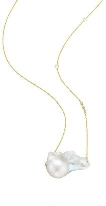 Organic Gems 18K-Yellow-Gold Vermeil, 24MM Baroque Pearl, & Diamond Necklace