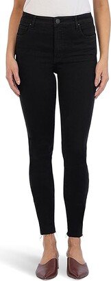 Connie High-Rise Fab Ab Ankle Skinny Raw Hem in Black (Black) Women's Jeans