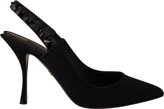 Black Silk Blend Lori Slingback Pumps Women's Shoes