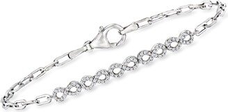 Diamond Infinity Symbol Paper Clip Link Bracelet in Sterling Silver