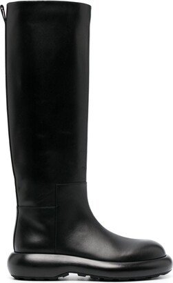 Knee-High Flat Leather Boots