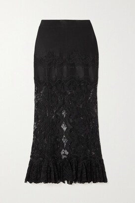 Rabanne - Stretch-satin And Stretch-lace Maxi Skirt - Black