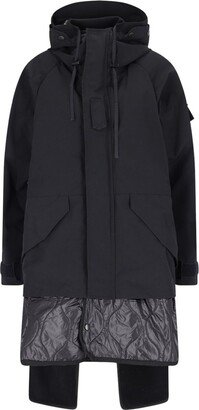 Layered Drawstring Hooded Parka