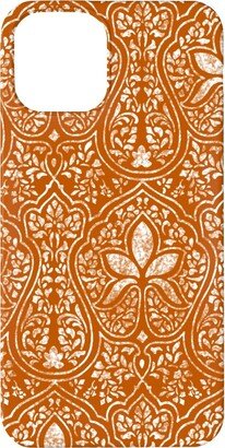 Custom Iphone Cases: Rajkumari Batik - Spice And White Phone Case, Silicone Liner Case, Matte, Iphone 11, Orange