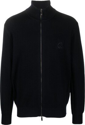 Logo-Embroidered Ribbed Cardigan