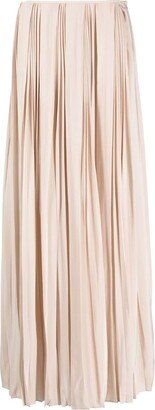 Pleated Silk Maxi Skirt-AA