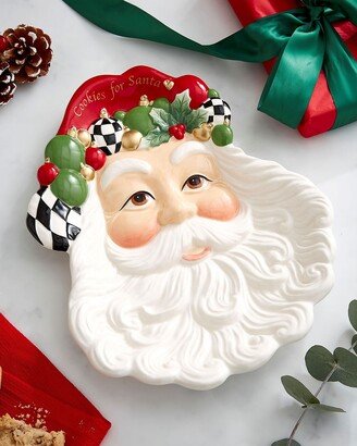 Figural Black and White Check Santa Plate