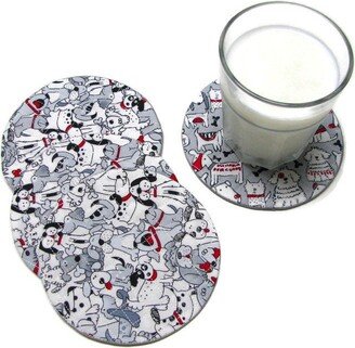 Coasters, 100% Cotton, Protectors, Padded, Mug Mates, Drink Coasters, Quilted, Set Of Four, Dogs, Dogs, Dogs