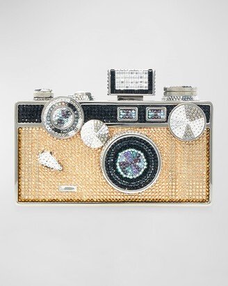 Click Camera Crystal Clutch Bag