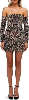 HELSI Lindsey Sequin Strapless Long Sleeve Minidress