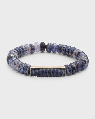 Faceted Iolite Rondelle and Sapphire Bar Bracelet