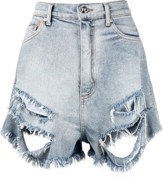 Distressed Denim Shorts-AA