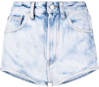 Bleached Denim Mini Shorts-AA