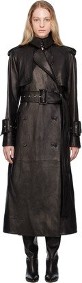 Black 'The Rennie' Leather Trench Coat