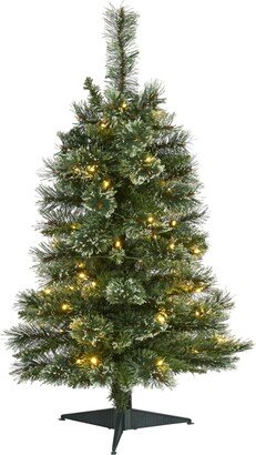 Wisconsin Slim Snow Tip Pine Artificial Christmas Tree with Lights, 36