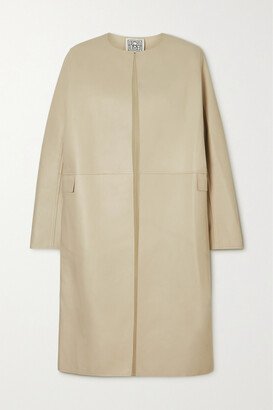 City Paneled Leather Coat - Off-white