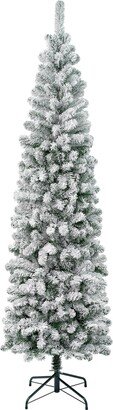 National Tree Company First Traditions 7.5' Acacia Pencil Slim Flocked Tree